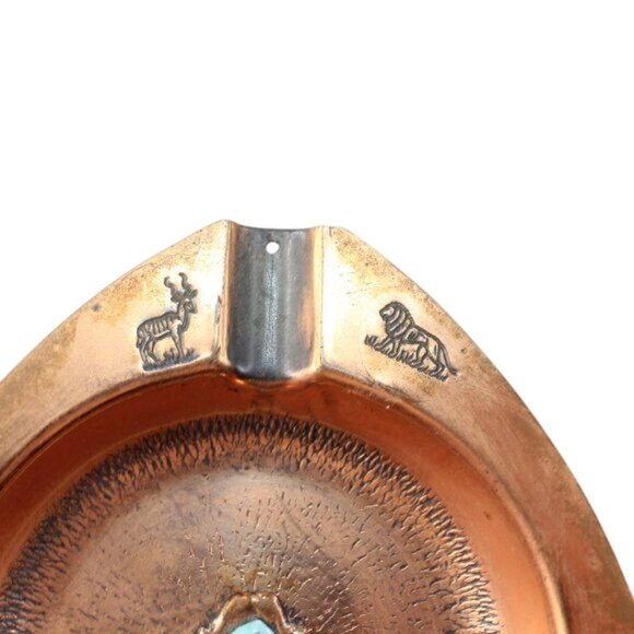 Vintage Handcrafted Copper Azure Seas Ashtray Embossed Edges Made South Africa - Picture 6 of 10